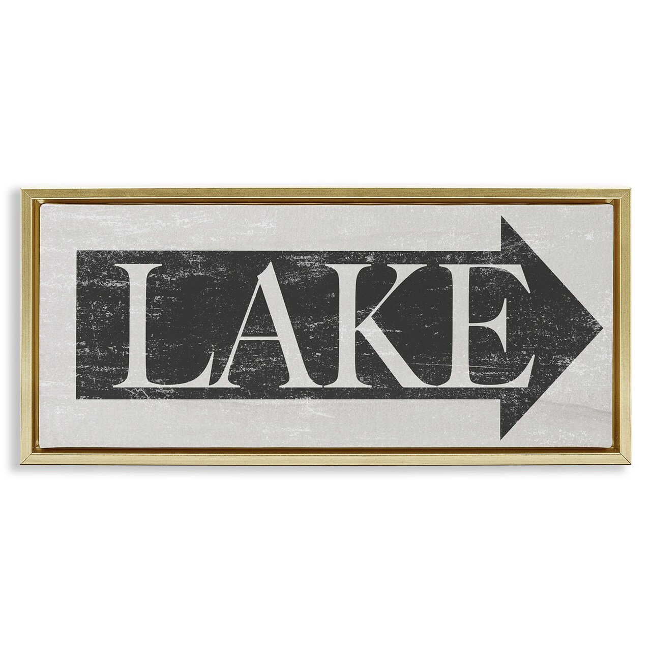 Stupell Industries Distressed Lake Arrow Sign Framed Floater Canvas Wall Art